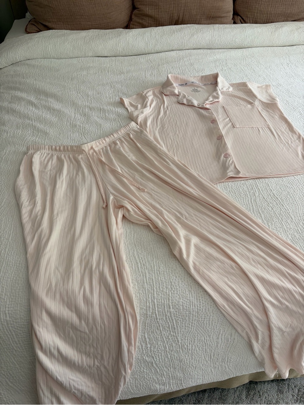 Rachel Zoe Womens Light Pink Button-Up pajama set size M - Picture 2 of 2